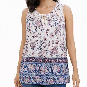 Solitaire Floral Boho Tie Front Multicolor Tank Top Women S